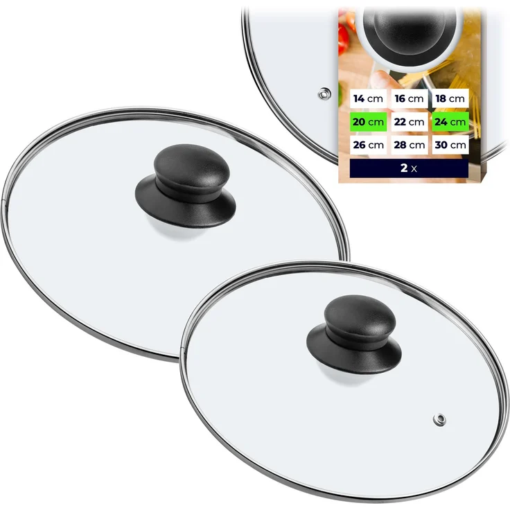 KADAX Glasdeckel für Topf und Bratpfanne 20 cm + 24 cm – Bild 1