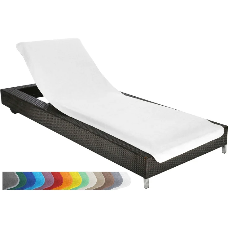 Brandsseller Schonbezug für Gartenliege, Strandliegenauflage, Frottee Schonbezug, 100% Baumwolle - ca. 75x200 cm (ca. 75x200 cm, Schneeweiß) – Bild 1