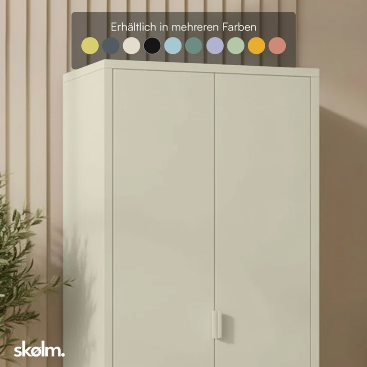 skølm 'Ituri' Kleiderschrank, Metall, 170x45x80 cm, beige, Garderobe mit 4 Fächern und 2 Kleiderstangen – Bild 9