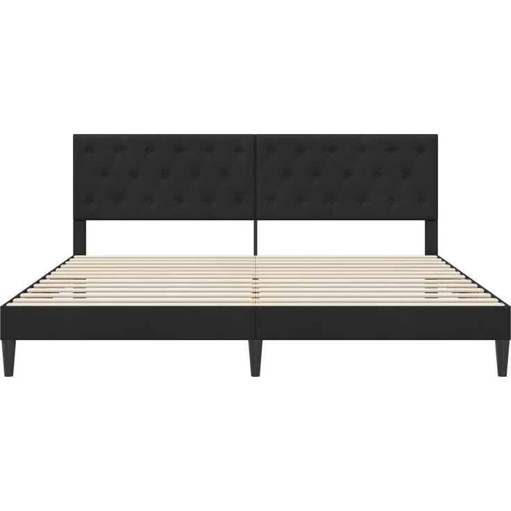 vidaXL Bettrahmen mit Kopfteil Schwarz 200 x 200 cm Samt 42027689 – Bild 4