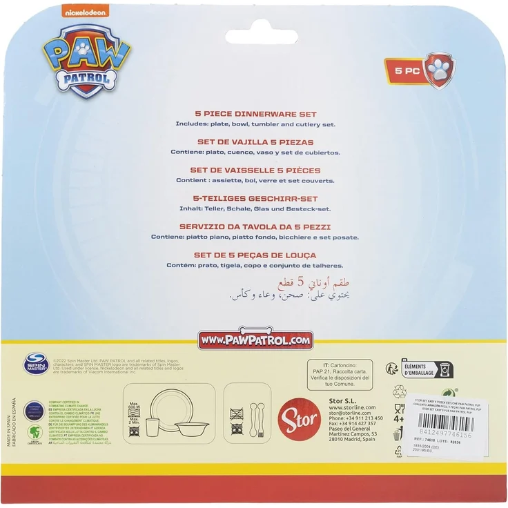 Kunststoff Kindergeschirr Set (5 tlg.) Schüssel, Teller, Becher & Besteck Paw Patrol – Bild 3
