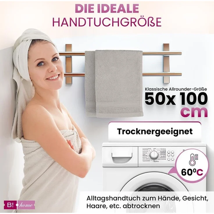 B!HOME Handtücher Set Saunatücher, Duschtücher, Gästehandtücher 100% Baumwolle, (Spar-Set, 8-St), flauschig saugfähig Frottee weich – Bild 6
