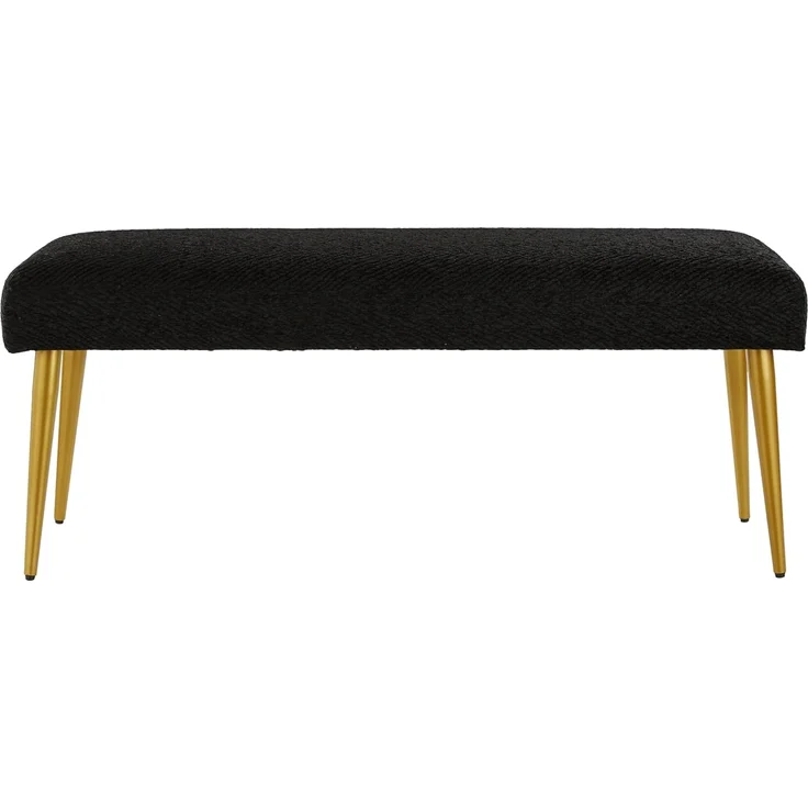 Ball & Cast gepolstert schwarz Eingang Bank für Schlafzimmer, Ende des Bettes Bank Ottoman Hocker mit gepolstertem Sitz & Metallbeine, schwarz – Bild 4