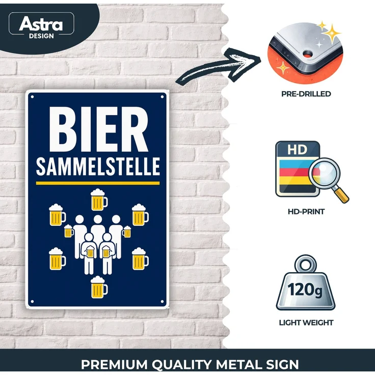 AstraDesign Blechschild 20x30cm - Bier Sammelstelle – Metall – Mehrfarbig – AD0501 – Bild 3