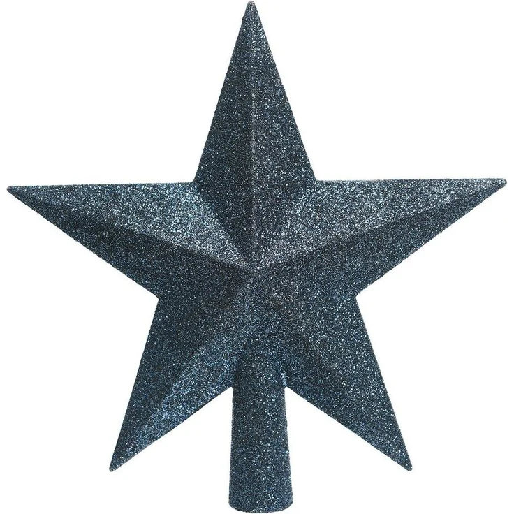 Kaemingk Christbaumspitze, Christbaumspitze Stern mit Glitzer 19cm Kunststoff, nachtblau – Bild 1