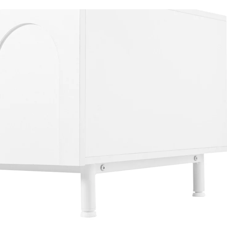 DESVIAE TV-Schrank-Set 2-tlg. Weiß aus MDF/Spanplatte – 180x48x40 cm – Schubladen, Stahltrohrfüße – Bild 4