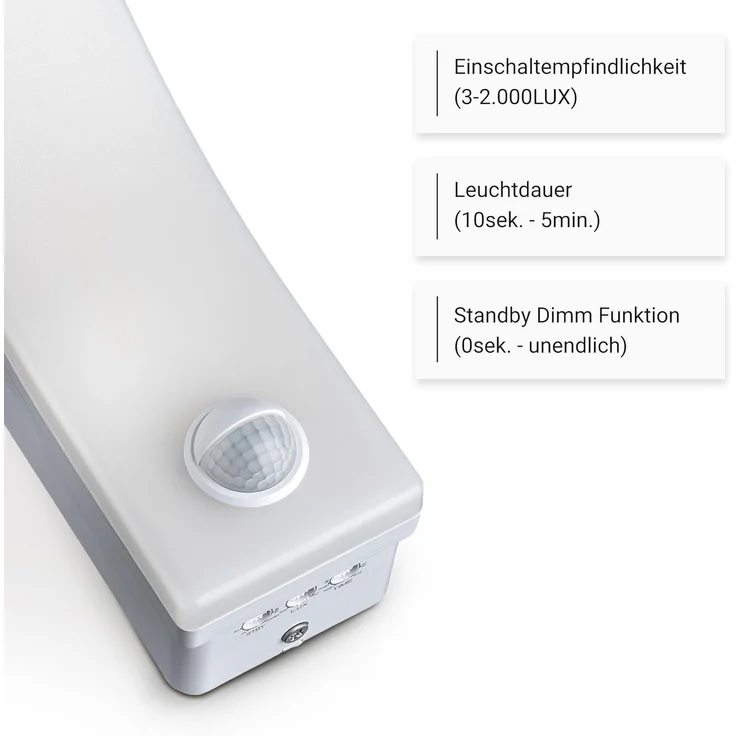 SEBSON Außen-Wandleuchte LED Außenleuchte Bewegungsmelder 9m/140° IP65, 20W 1550lm kaltweiß, Kaltweiß, Bewegungsmelder programmierbar, Standby Dimmfunktion – Bild 3