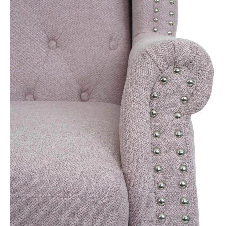 Sessel Chesterfield, Relaxsessel Clubsessel Ohrensessel, wasserabweisend Stoff/Textil ~ hellrosa ohne Ottomane – Bild 8