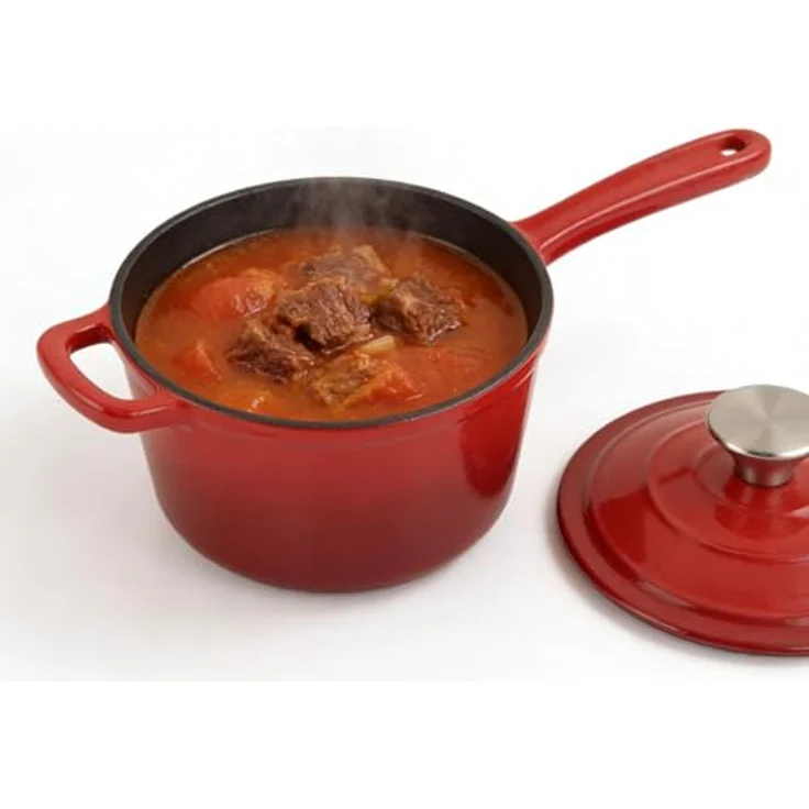 Casativo Gusseisen Topf-Set, 3-teilig, rot, geeignet für alle Herdarten und Backofen, perfekte Wärmeverteilung – Bild 9