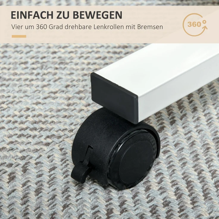 Steh-Sitz Schreibtisch höhenverstellbar mit Rollen C-förmig platzsparend Laptoptisch Natur Weiß 70-110 cm bis 70 kg--Natürlich--65x48x110cm--YOUDENOVA – Bild 6