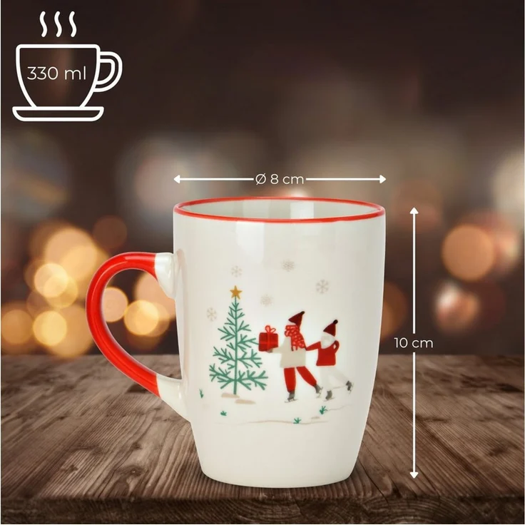 matches21 HOME & HOBBY Tasse Weihnachtstassen Set Design mit Geschenk-Motiv, Kaffeetasse 330 ml, 2-tlg, Porzellan, Tassen für Kaffee & Tee für Weihnachten – Bild 2