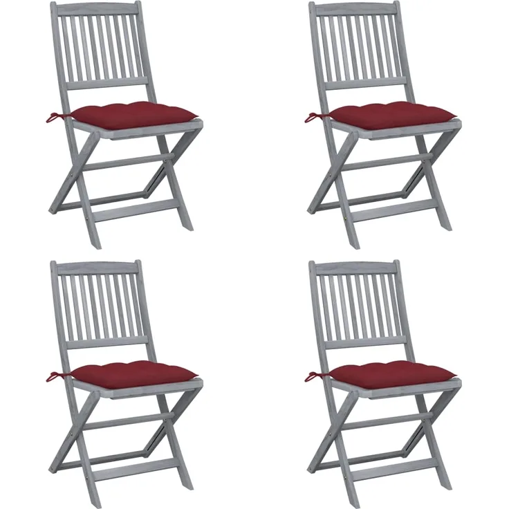 vidaXL Klappbare Gartenstühle 4 Stk. mit Kissen Massivholz Akazie 3064587