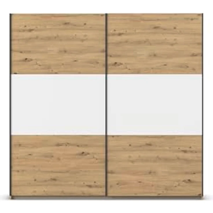 Rauch Möbel Neo, Schwebetürenschrank, Kleiderschrank, Kleiderschränke, Garderobe, Schrank mit Stauraum, 2-türig, Farbe Eiche Artisan/Alpinweiß, 218 x 210 x 59 cm – Bild 8