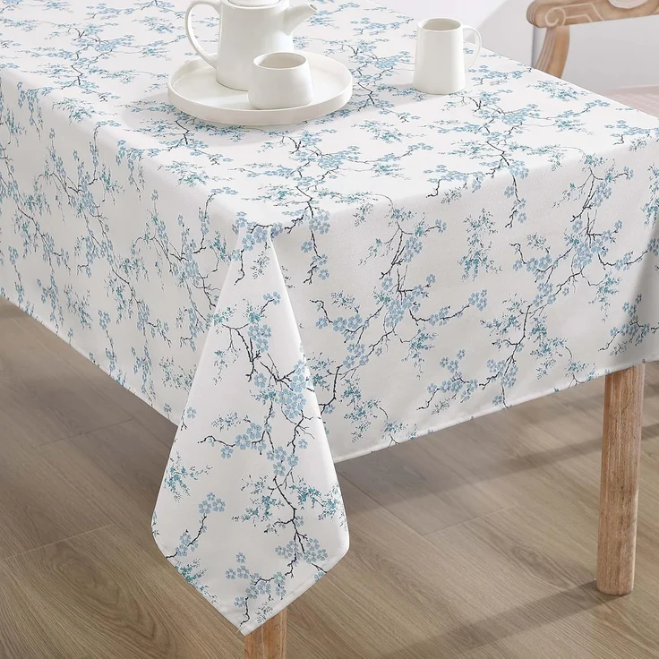 Laura Ashley Dekorative Tischdecke, Knitter- und schmutzabweisend, auslaufsicher, wasserabweisend, pflegeleicht, waschbar, Polyestergewebe für Esszimmer, Küche, Urlaub und Party, 152,4x213,4 cm