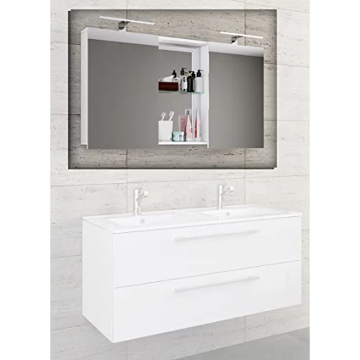 MID.YOU VCM Budasi Spiegelschrank, Weiß, Holzwerkstoff, 112x59x12 cm, mit Drehtüren für das Badezimmer – Bild 5