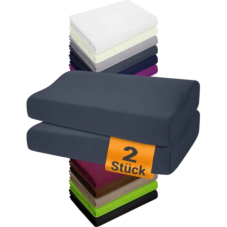 npluseins 2er Pack Spannbezüge Kissenbezüge für Gesundheitskissen 1450. 2049, 1 Pack (2 Stück) - Spannbezüge ca. 30-50x45-65 cm, anthrazit