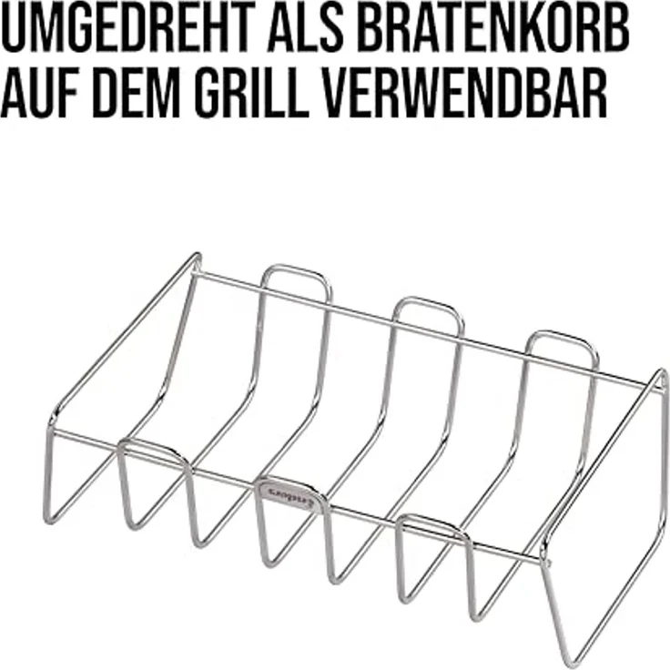 Enders® Rippchen- und Bratenhalter, aus Edelstahl, Halter für 7 Spareribs, Bratkorb, Grillen, Gasgrill, Rippchen, Braten #8823, edelstahlfarben – Bild 3