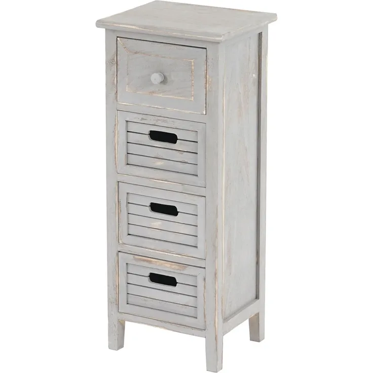 Kommode 74 x 30 x 25 cm, Shabby-Look, Vintage ~ grau