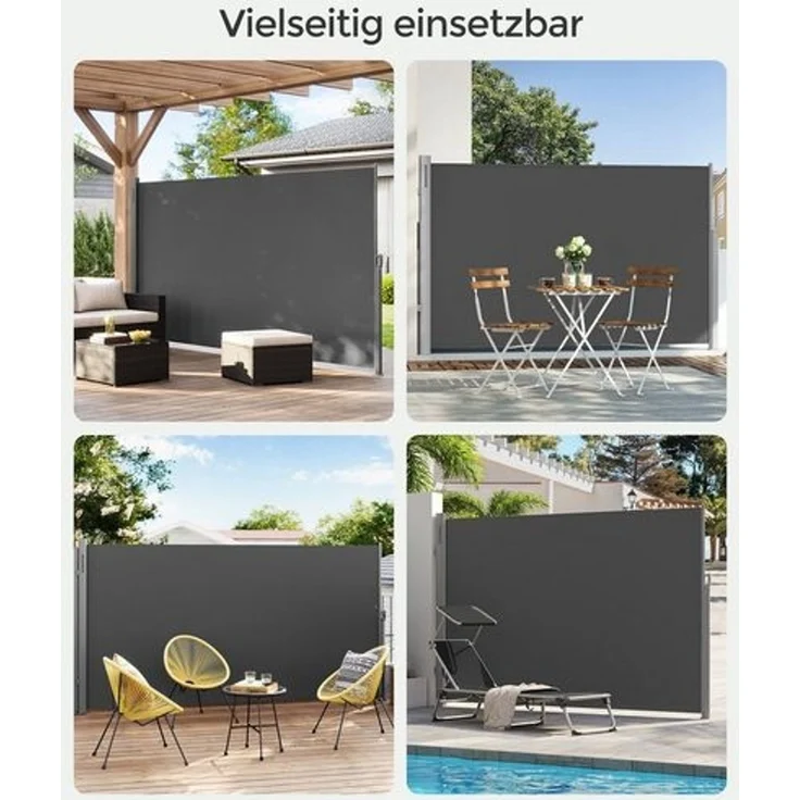 SONGMICS Alu-Seitenmarkise, ausziehbar, blickdicht, Anthrazit, 180x300 cm – Bild 5