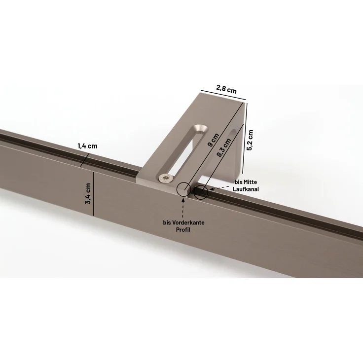 Deco-Raum® Gardinenschiene Innenlauf Loft | Länge: 280cm | Befestigung: Wandträger | Material: Aluminium | Farbe: Edelstahl optik – Bild 2