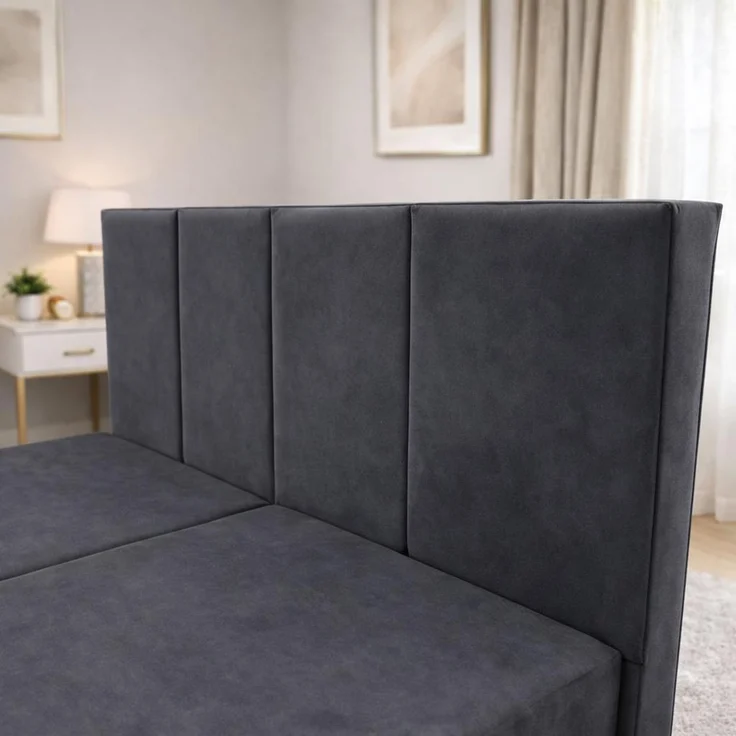 KRISAN MÖBEL Kontinentalbett DREAM1 Dunkelgrau, Premium-Komfort für Ihr Schlafzimmer mit 2 Bettkasten, Bonell-Federkern Matratze und Topper, 120 x 200 cm – Bild 3