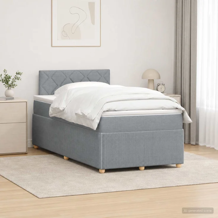 vidaXL Boxspringbett mit Matratze Hellgrau 120 x 190 cm Stoff 3451426 – Bild 1