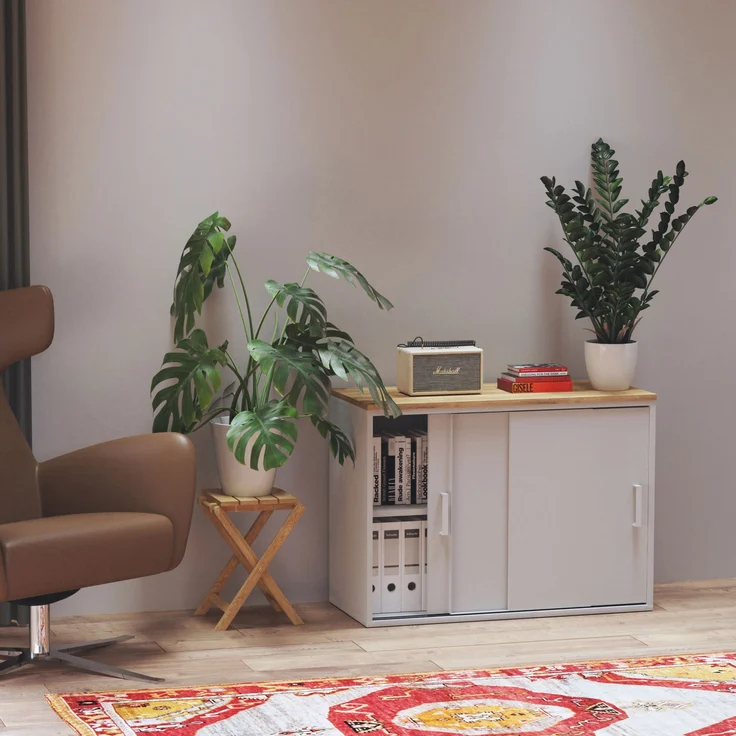 ASSMANN Schiebetürenschrank Allvia Eiche Tabak 100x44x73cm Holz – Bild 10