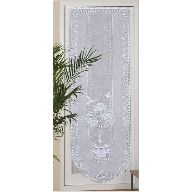 Arsvita Panneaux Blumen Mona mit Stickerei, Schlaufen, transparent, Türpanneaux 180x60cm Stangendurchzug, Voile Kurzgardine Bistrogardine – Bild 5