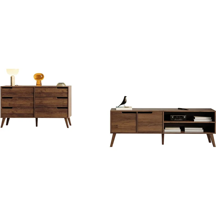 Wohnzimmer-Set Nedila II (Farbe: Nuss Warmia) – Bild 2