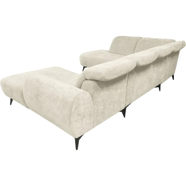 Wohnlandschaft Sofa U-Form ALETTE in Stoff Doha Creme Lange Schenkel Links – Bild 4