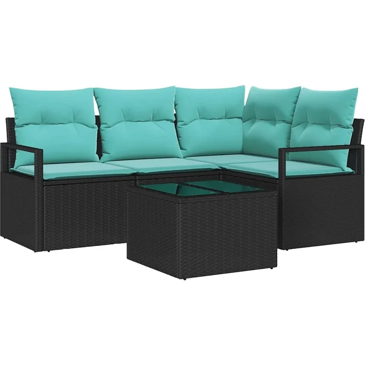 vidaXL Sofa Set 5 stk. Schwarz [Synthetisch]: Poly Rattan 3346376 – Bild 2