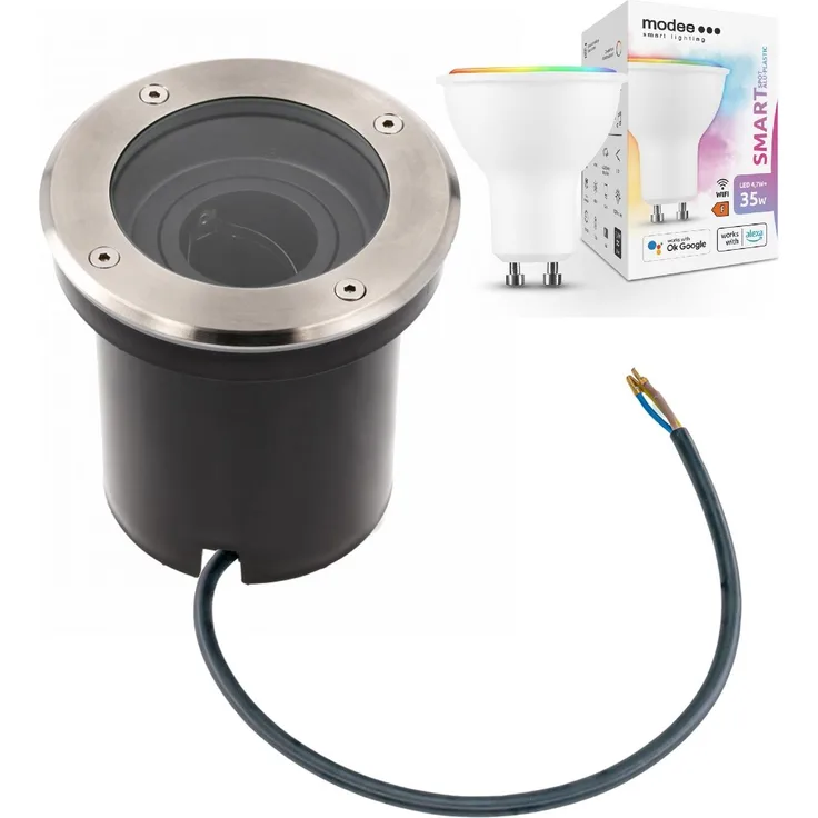 5 Watt runde LED Einabu Boden-Spot Bodenleuchte Bodenstrahler Wegleuchte | schwenkbar aus Edelstahl | Ø130 x 129mm (B. x H.) | 400 Lumen | RGBW (2700-6500 K)