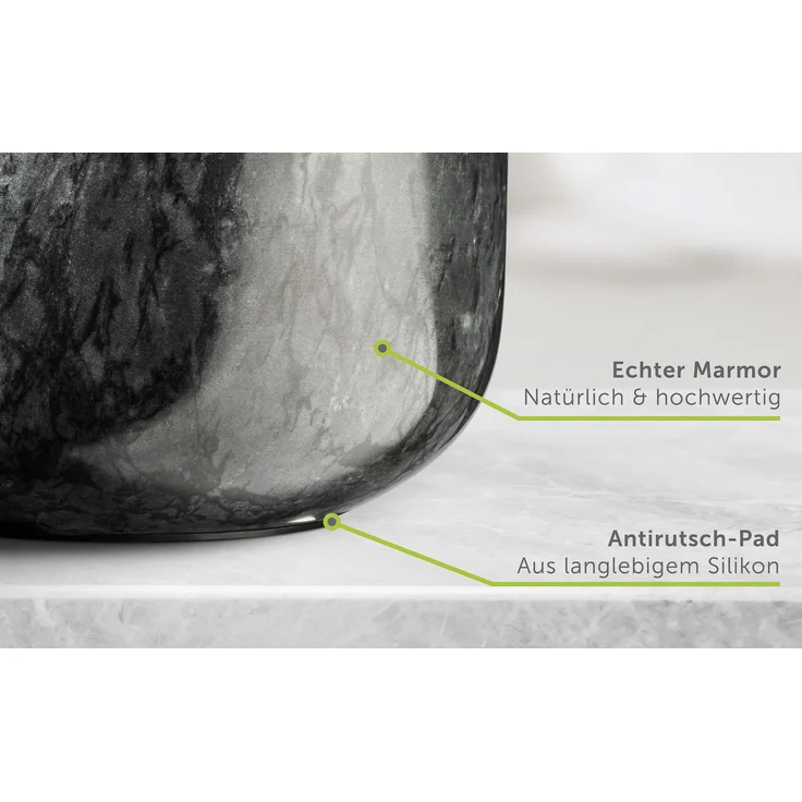 madeco Mörser mit Stößel Marmor Ø 14 cm - Perfekt geeignet für Gewürze, Kräuter & Nüsse - Steinmörser Set mit praktischem Antirutsch-Pad - Design Marmor Mörser & Stößel groß – Bild 10