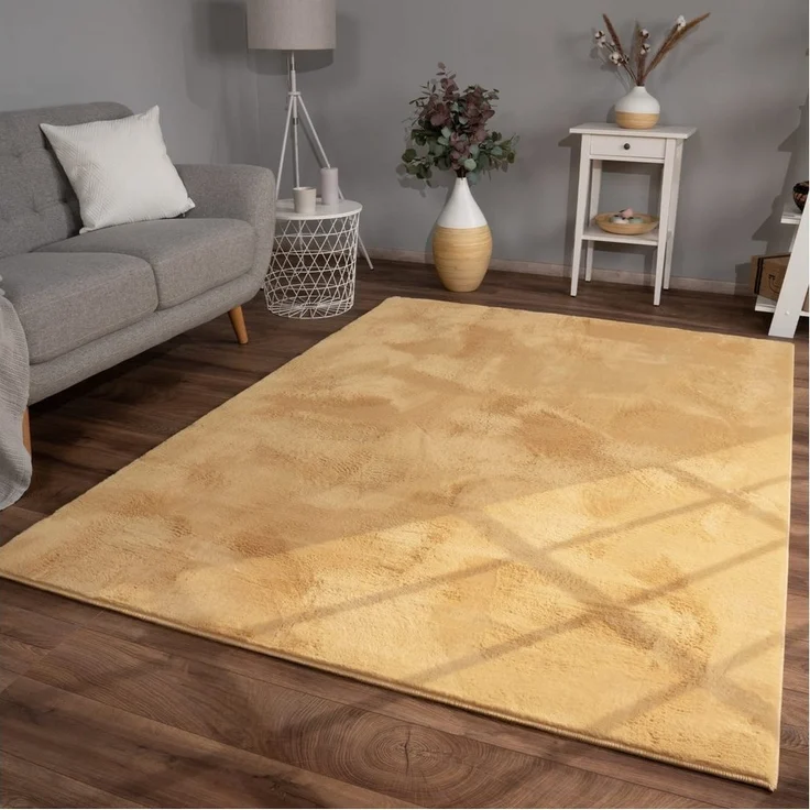 TT Home Teppich, Rechteckig, Höhe: 14 mm, Wohnzimmer Hochflor Teppich Kunstfell Modern Unifarben Flauschig Weich – Bild 5