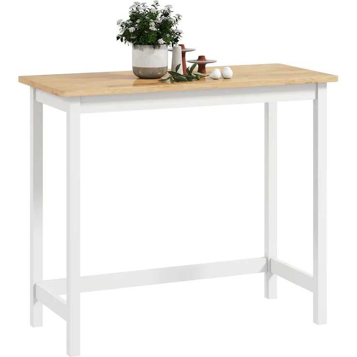 Bartisch, Eichenoptik, kompakt, Platz für 2 Personen, Naturholz+Weiß--Eiche--91x48x108cm--CHENHAONING