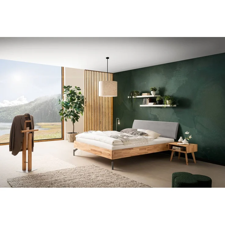 Hasena Massivholzbett Bergamo Kernbuche mit Stoffkopfteil 140x200 cm – Bergamo – Bild 2
