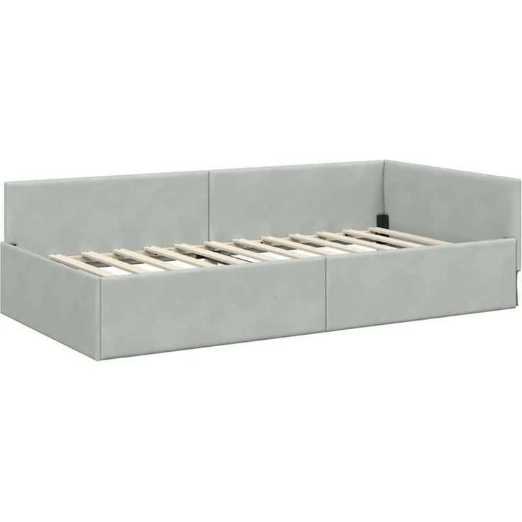 vidaXL Eckbettgestell mit Matratze Sonstiges 2 pcs Hellgrau Samt 3393614 – Bild 6