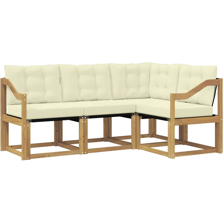 vidaXL Outdoor-Sofagarnitur 4 stk. 4-Sitzer Weiß und Creme 3389436 – Bild 2