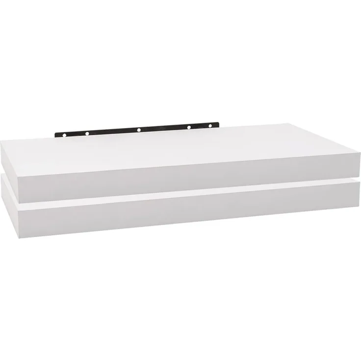 WOLTU 2X Wandregal Wandboard Bücherregal Regale für Deko Wandablagen aus MDF Holz, 2er Set Hängeregal Weiss, 50 x 23 x 3,8 cm RG9368ws-2