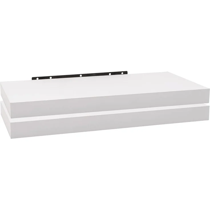 WOLTU 2X Wandregal Wandboard Bücherregal Regale für Deko Wandablagen aus MDF Holz, 2er Set Hängeregal Weiss, 50 x 23 x 3,8 cm RG9368ws-2