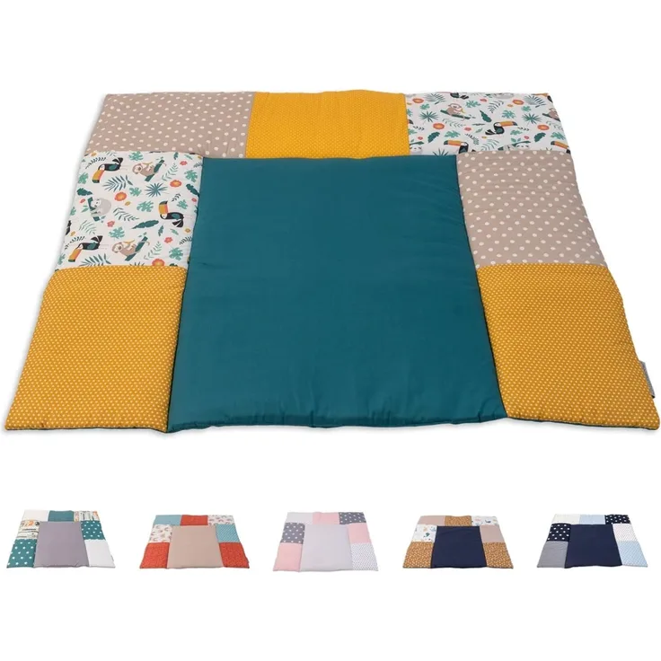 ULLENBOOM ® Wickelauflage 85x75 cm Dschungel (Made in EU) - Wickelunterlage Waschbar und für Unterwegs geeignet, Bezug: 100% OEKO TEX Baumwolle, Wickeltischauflage 75x85
