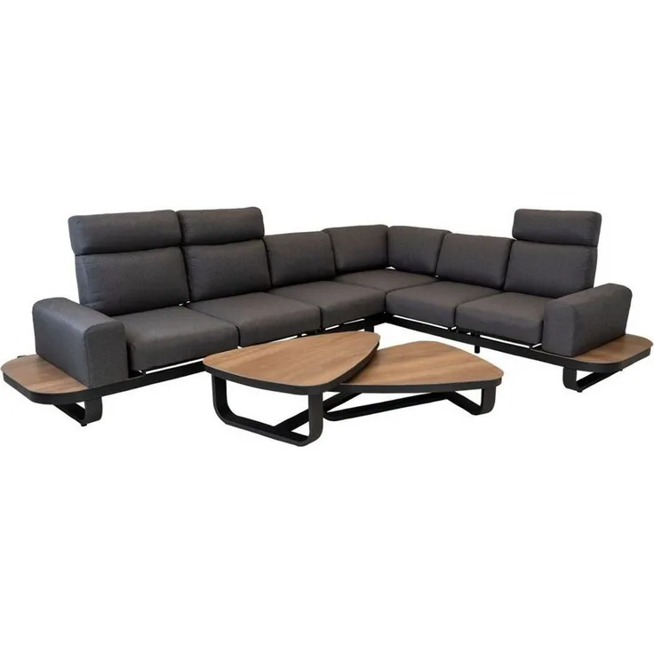 Lesli Living Gartenlounge-Set Zanzibar, (3 Sitze verstellbar, 4-tlg, Ecklounge mit 2 Loungetischen), 5 Personen, wetterfestes Aluminium-Gestell