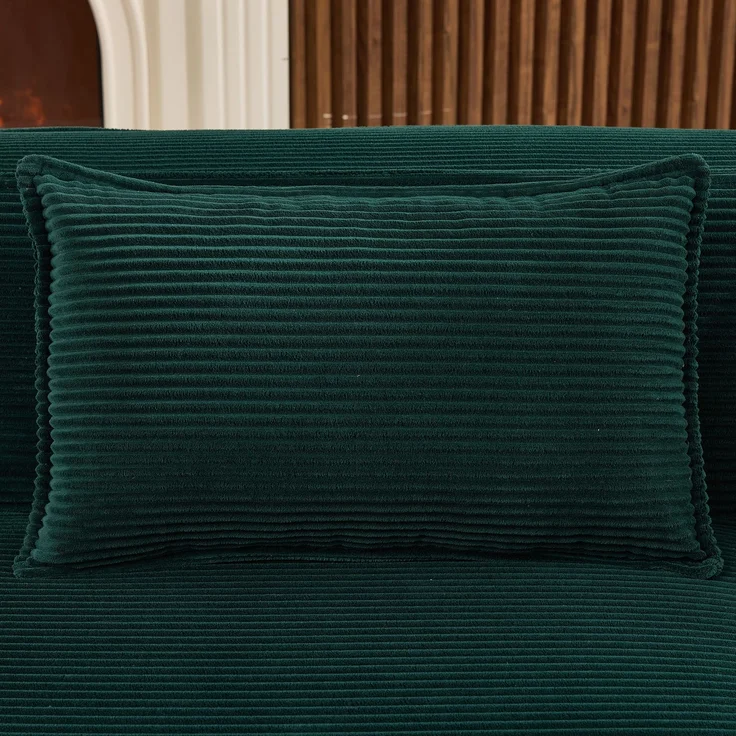 LVHOM Ecksofa 2 Sitzer, Modulares Sofa 235 cm breit, L-Form Sofa mit 2 Kissen, Schlafsofa aus Cordstoff, kein Aufbau erforderlich, Dunkelgrün – Bild 8