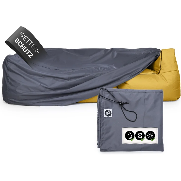 Lumaland Wetterschutzhaube für Sitzsack-Sofa Modular 220 x 85 x 75 cm grau 2x Eckteil/1x Mittelteil – Bild 1