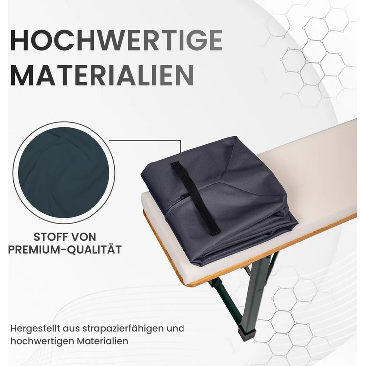 TexDeko Bankauflage Bierbankauflage 170cm 4,2cm XL mit Polsterung zum selber Aufziehen, (1 St), Variante: nach Wahl, Top Qualität – Bild 2