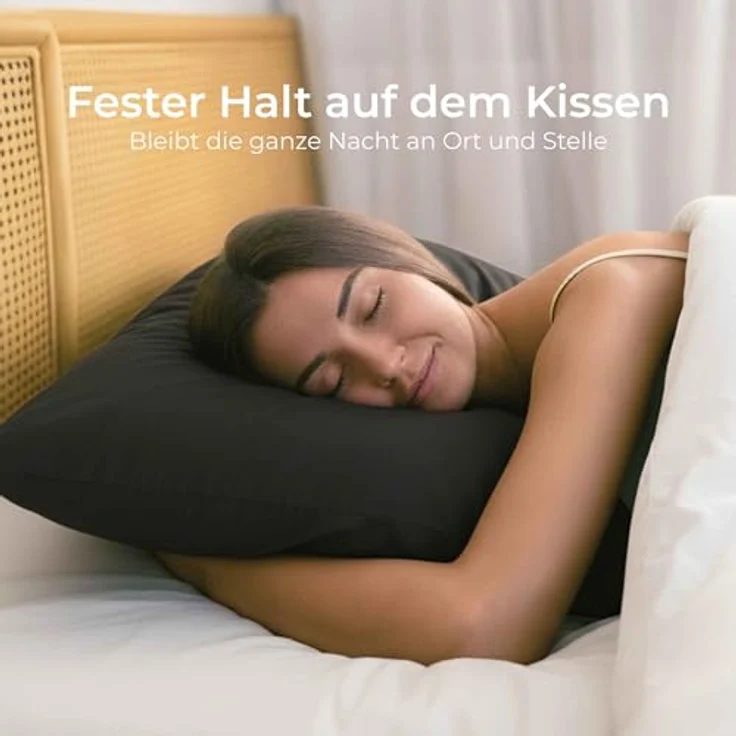 Kissenbezug 50x70 Renforcé Baumwolle (2er-Set) - Anthrazit - Dicht gewebt mit 57 Fäden/cm² - Kissenbezug 70x50 cm - Oeko Tex Zertifiziert - Dreamzie – Bild 8