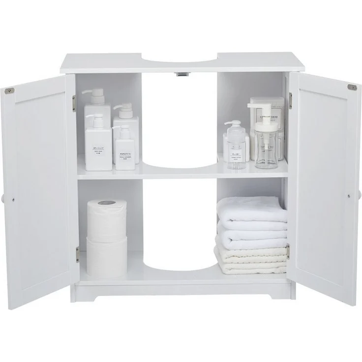 Mondeer Waschbeckenunterschrank Badezimmerschrank Unterschrank, Badkommode, 60 x 30 x 60 cm, weiß – Bild 2