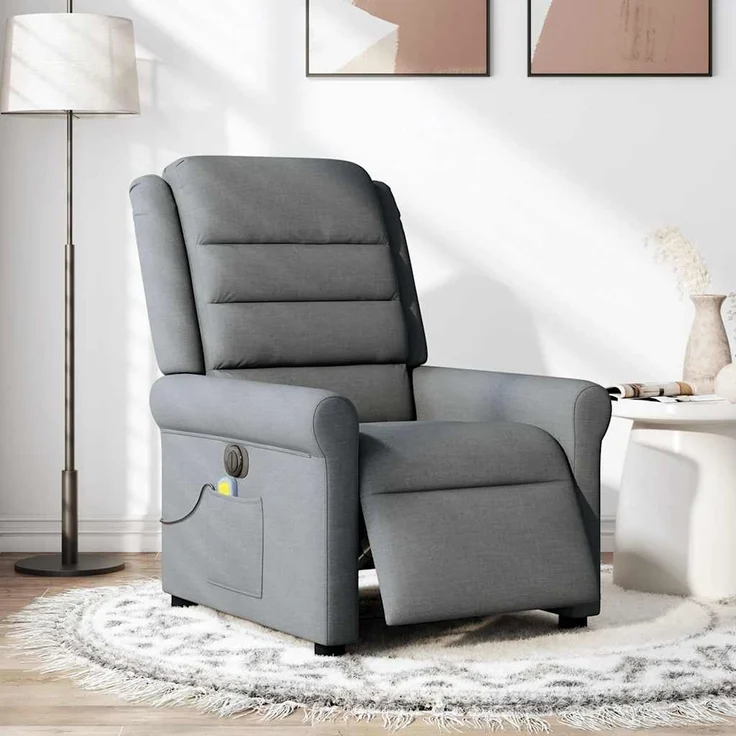 vidaXL Massagesessel Elektrisch Dunkelgrau Stoff 3303305 – Bild 2