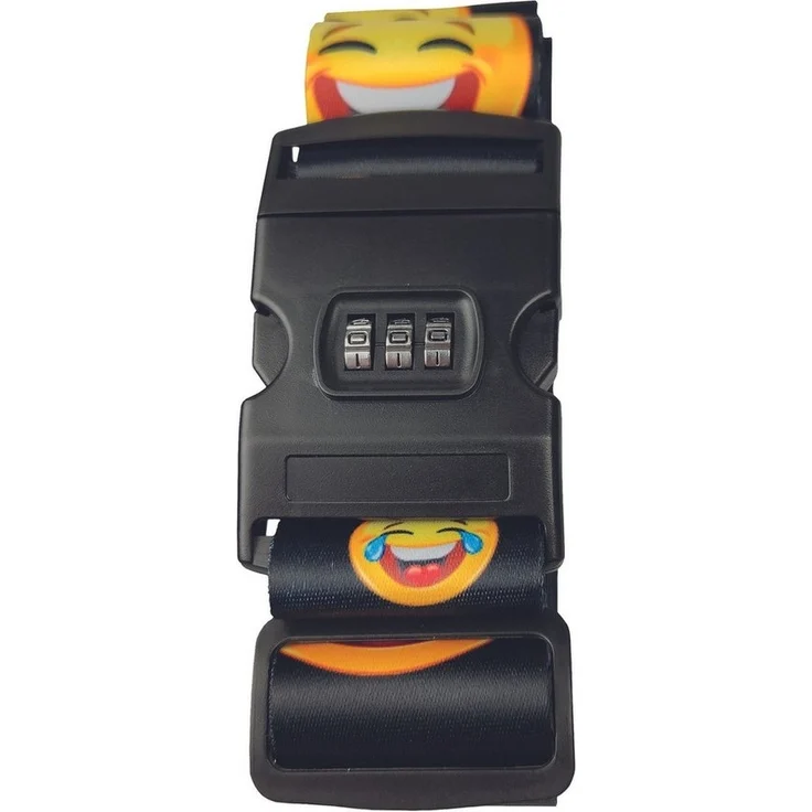 BASI Koffergurt Gepäckgurt Smileys, (Spar-Set), Zahlenschloss 3-stellig, verstellbar, Länge 200cm, Breite 5cm, 1 Stück – Bild 1
