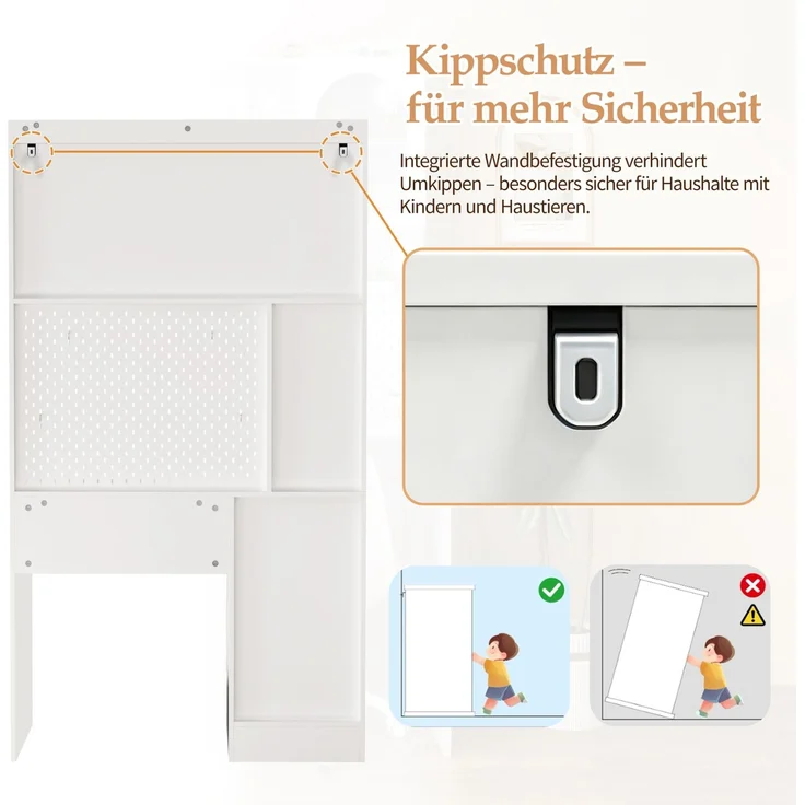 Schreibtisch mit Regal, Vitrine & Pinnwand, 100x55x180 cm, Weiß – Bild 7